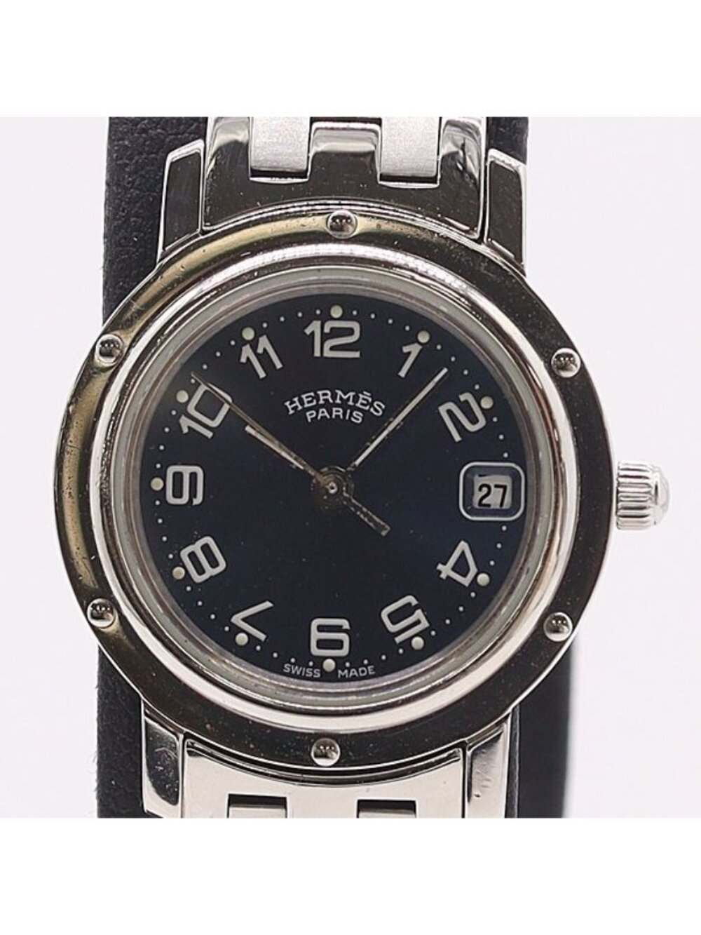 Hermes Clipper SS Date Blue Dial Watch